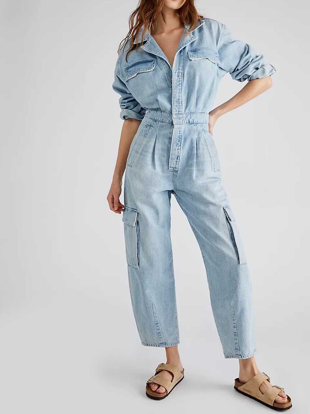 Citizens of Humanity Gema Light Wash Denim Cargo Jumpsuit Size 4